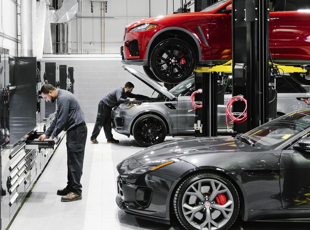 Automotive parts department with organized Rousseau storage systems