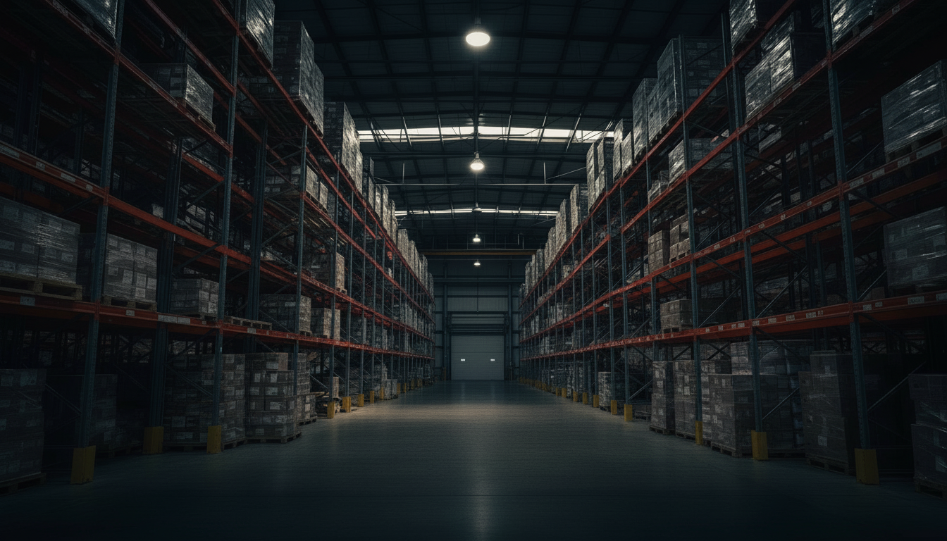Industrial warehouse with pallet racking systems and storage solutions